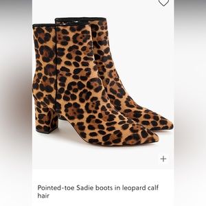 J. Crew Pointed-toe Sadie boots in leopard calf hair